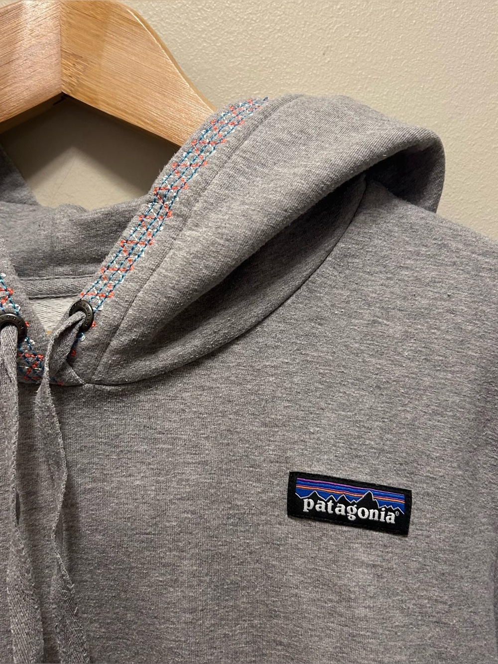 Patagonia Gray Hoodie with Embroidered Hood and Pocket Medium